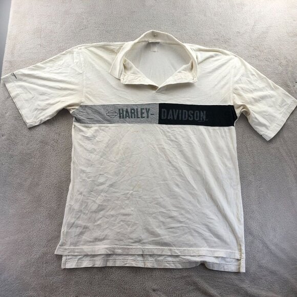 Vintage Harley-Davidson Mens Polo Shirt Medium R.K. Stratman White Short Sleeve - Picture 16 of 16